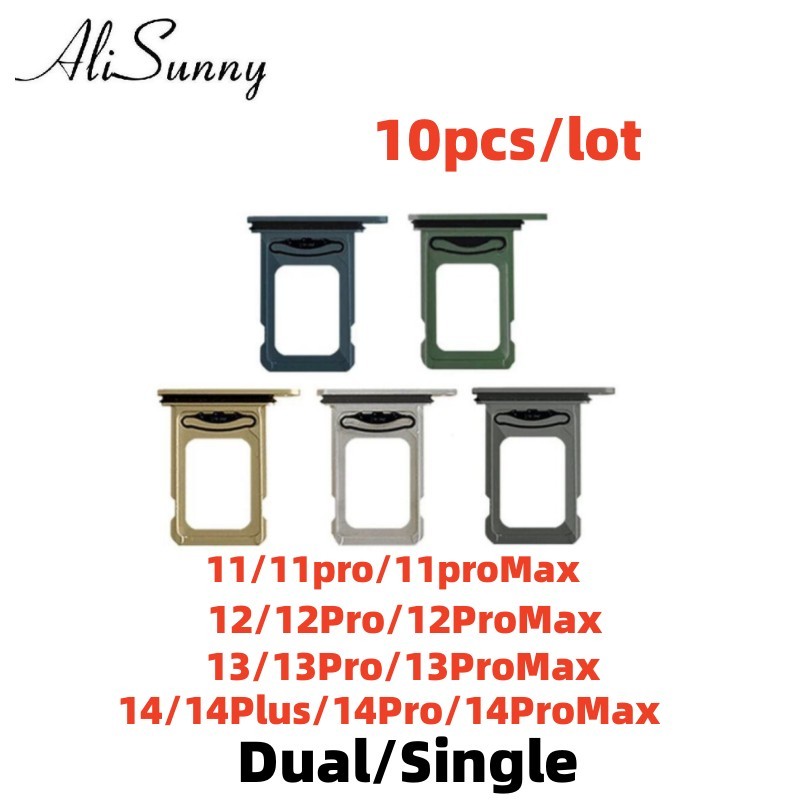AliSunny 10pcs SIM Card Tray Holder Slot for iPhone 14 13 11 12 Pro Max Single Dual Adapter Nano Rep