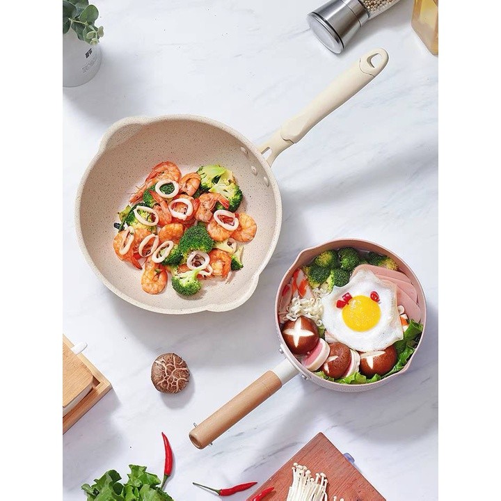 Panci/Super Pan Keramik/Anti Lengket Wok Pan Teflon Marble Frypan