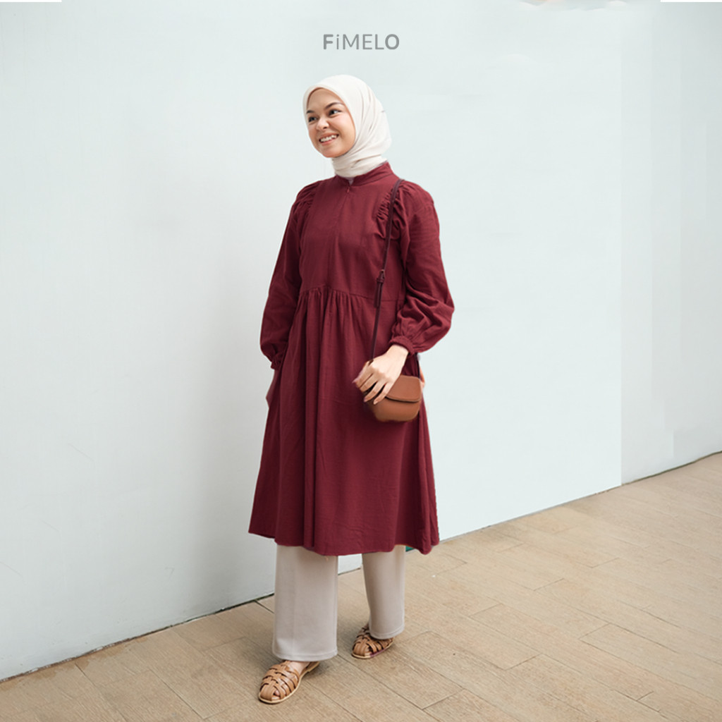 Fimelo Risya Tunik (Tunik Wanita Polos Lengan Panjang)