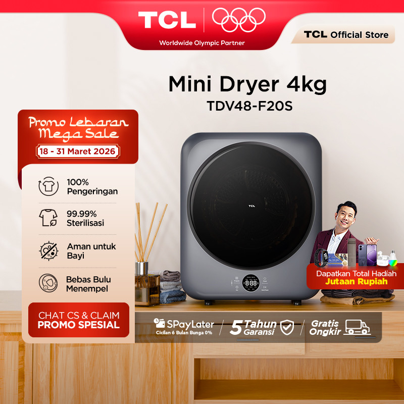 TCL Mini Dryer Kapasitas 4kg - 100% Kering Tanpa Jemur - 99.9% Pakaian Steril - Aman untuk Pakaian B