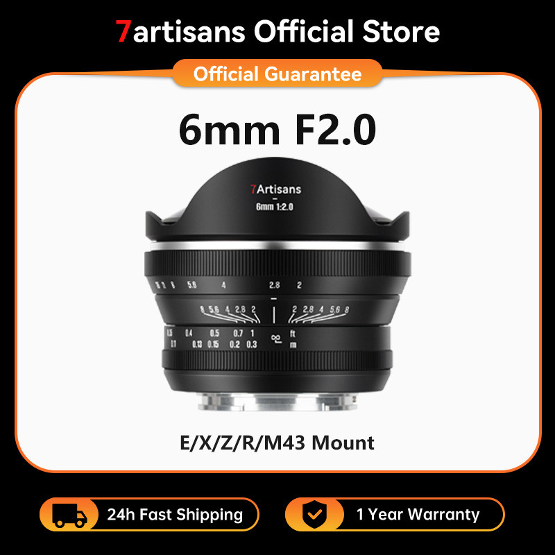 7artisans 6mm F2.0 APS-C 220° Lensa Prime Fisheye Ultra Wide Fokus Manual untuk Fotografi Sony E Nik