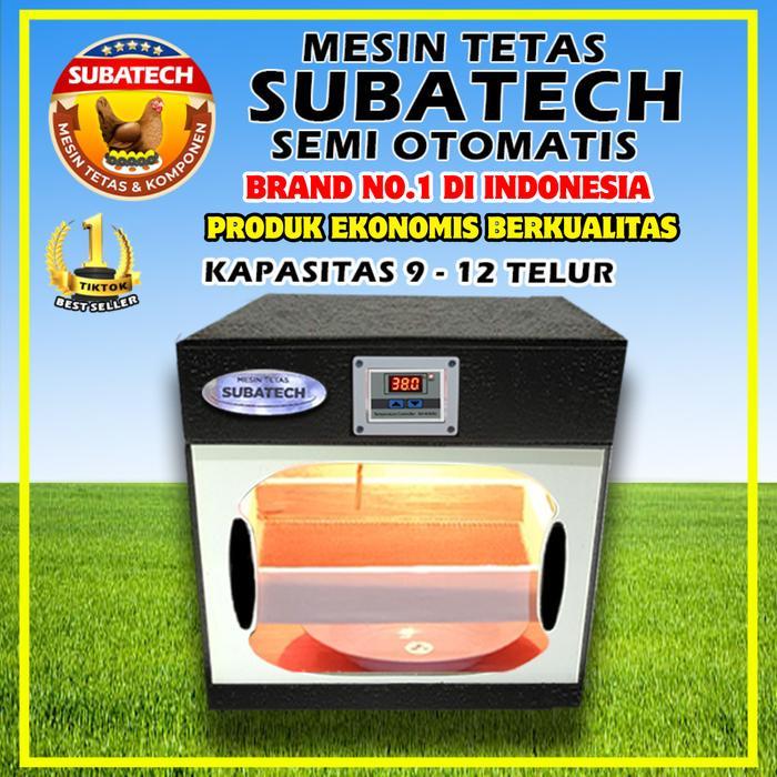 SUBATECH Mesin Tetas Semi Otomatis Kapasitas 9-12 Telur Ayam Bebek Burung dengan Sistem Pemutaran Ma