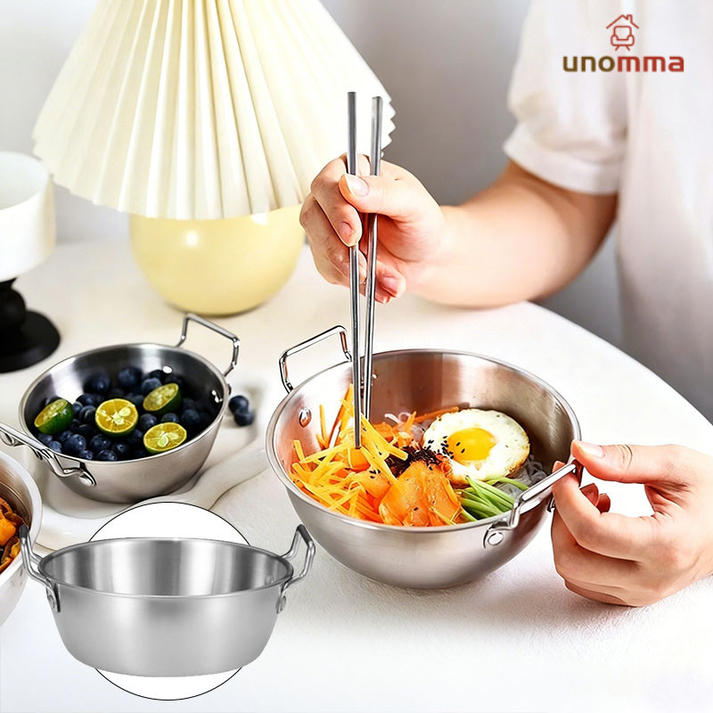 Korean Style Rice Wine Bowl Double Ear Stainless Steel Household Snack Bowl Rice Bowl