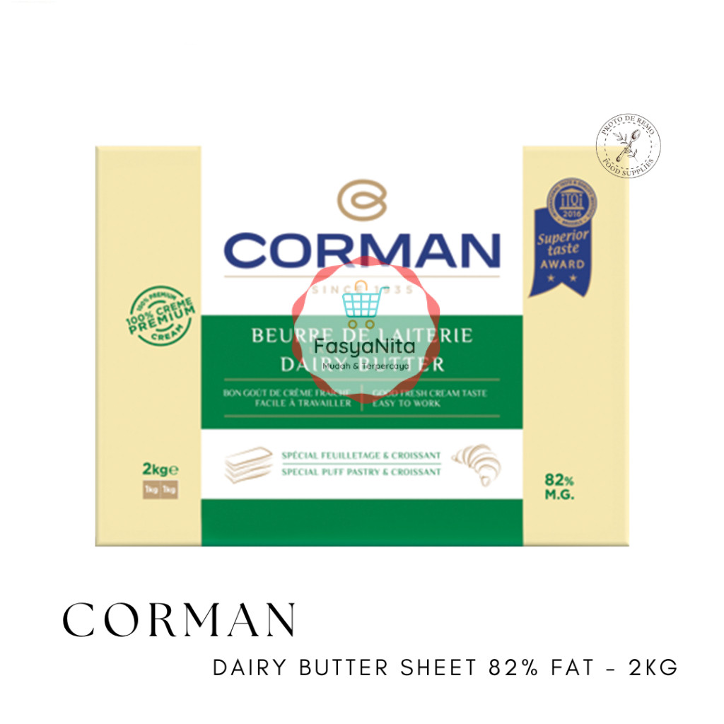 Corman Dairy Butter Sheet 82% Fat | Patisy Butter Sheet 78% Fat - 2KG - Fasyanita Online Fresh Mart 