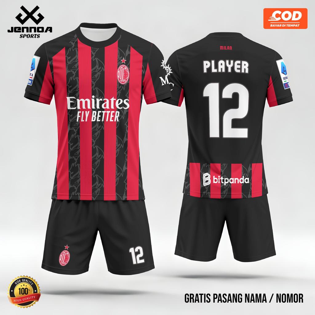 Jersey AC Milan away 25 26 putih versi fans / supporter unisex fullprint gratis pasang nama dan nomo