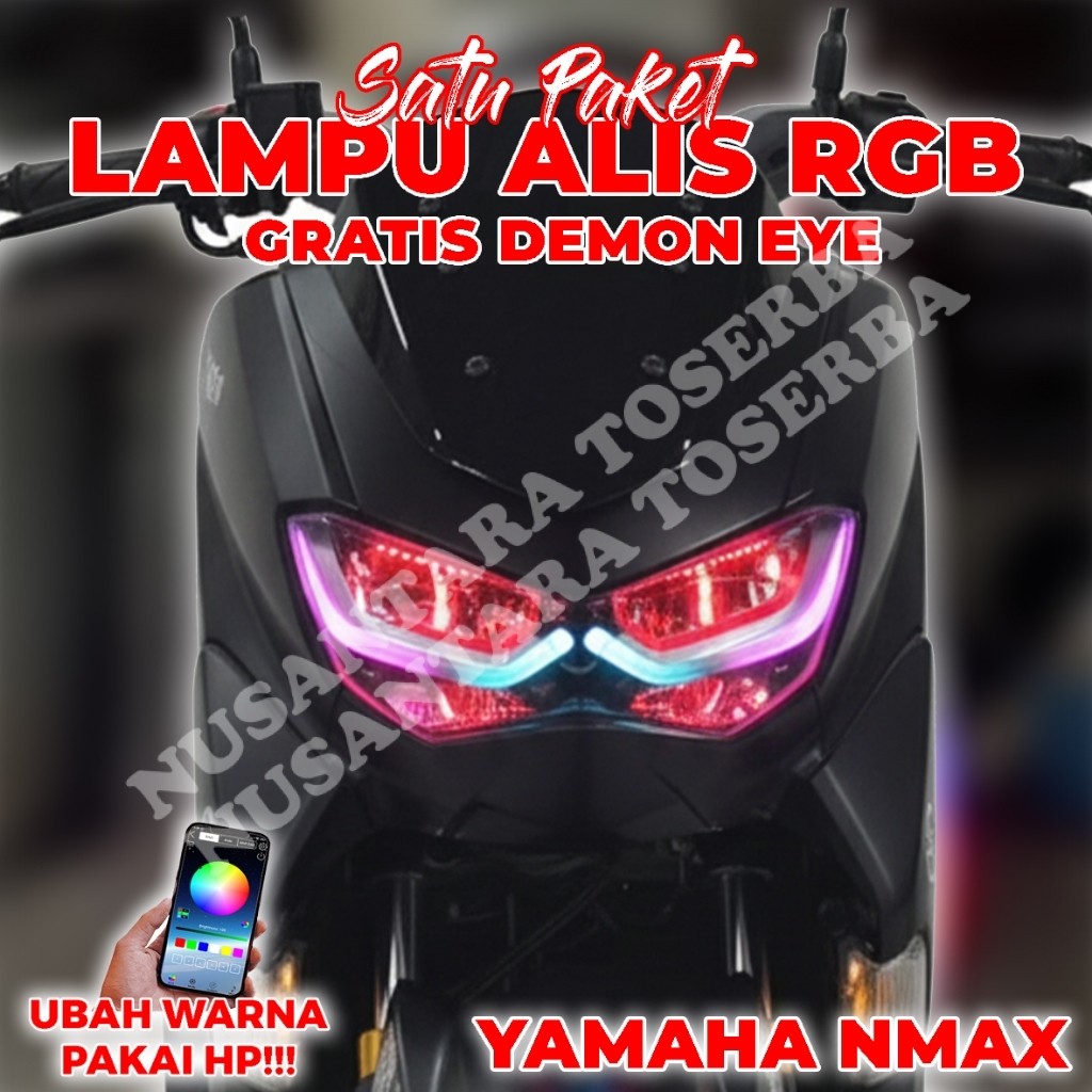 Lampu Alis Running RGB Nmax New Gratis Devil eye Motor LED Universal Waterproof Bonus Devil Eye