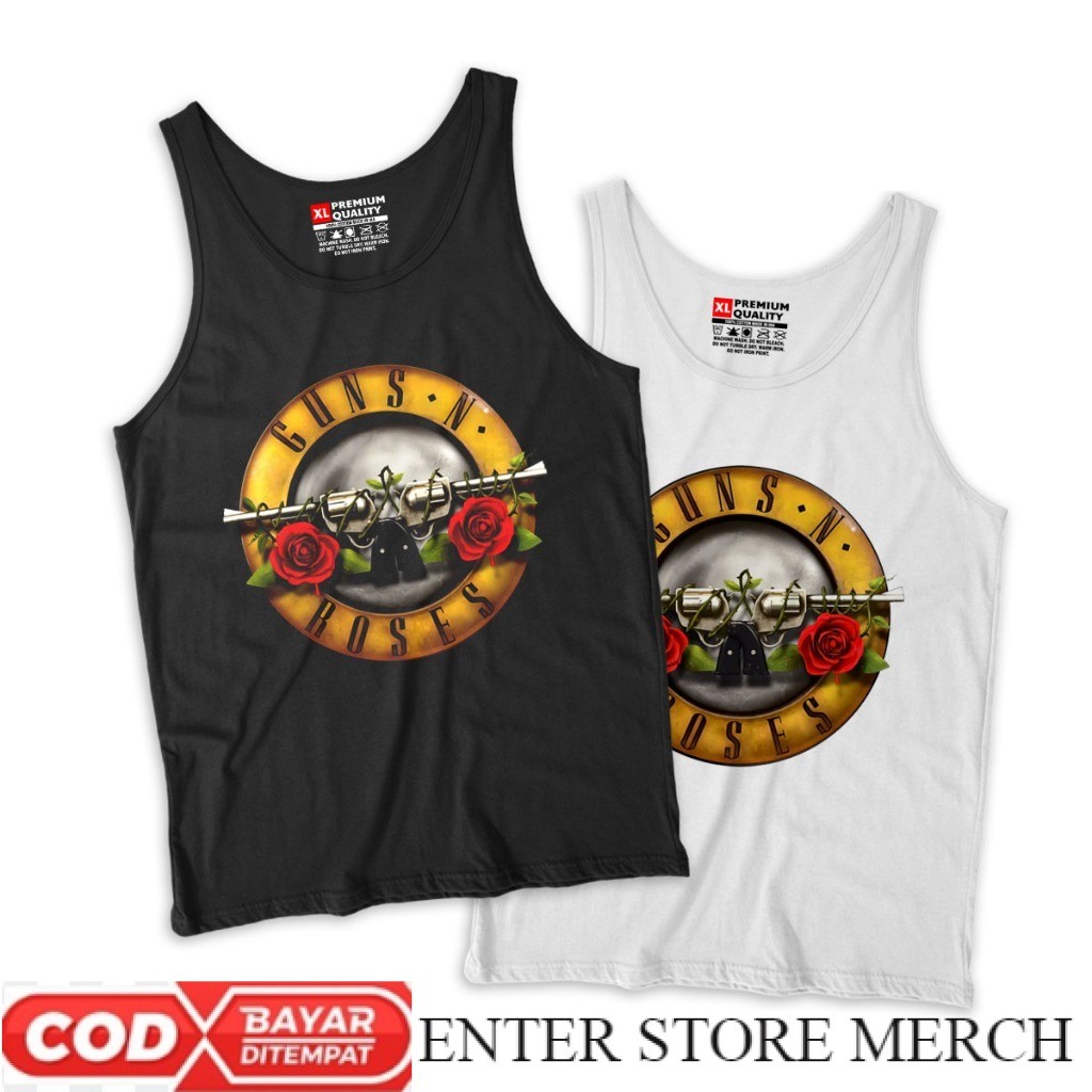ENTERSTOREMERCH Kaos Singlet Lekbong Distro Guns N Roses | Kaos oblong Distro GNR Bahan Katun Combad