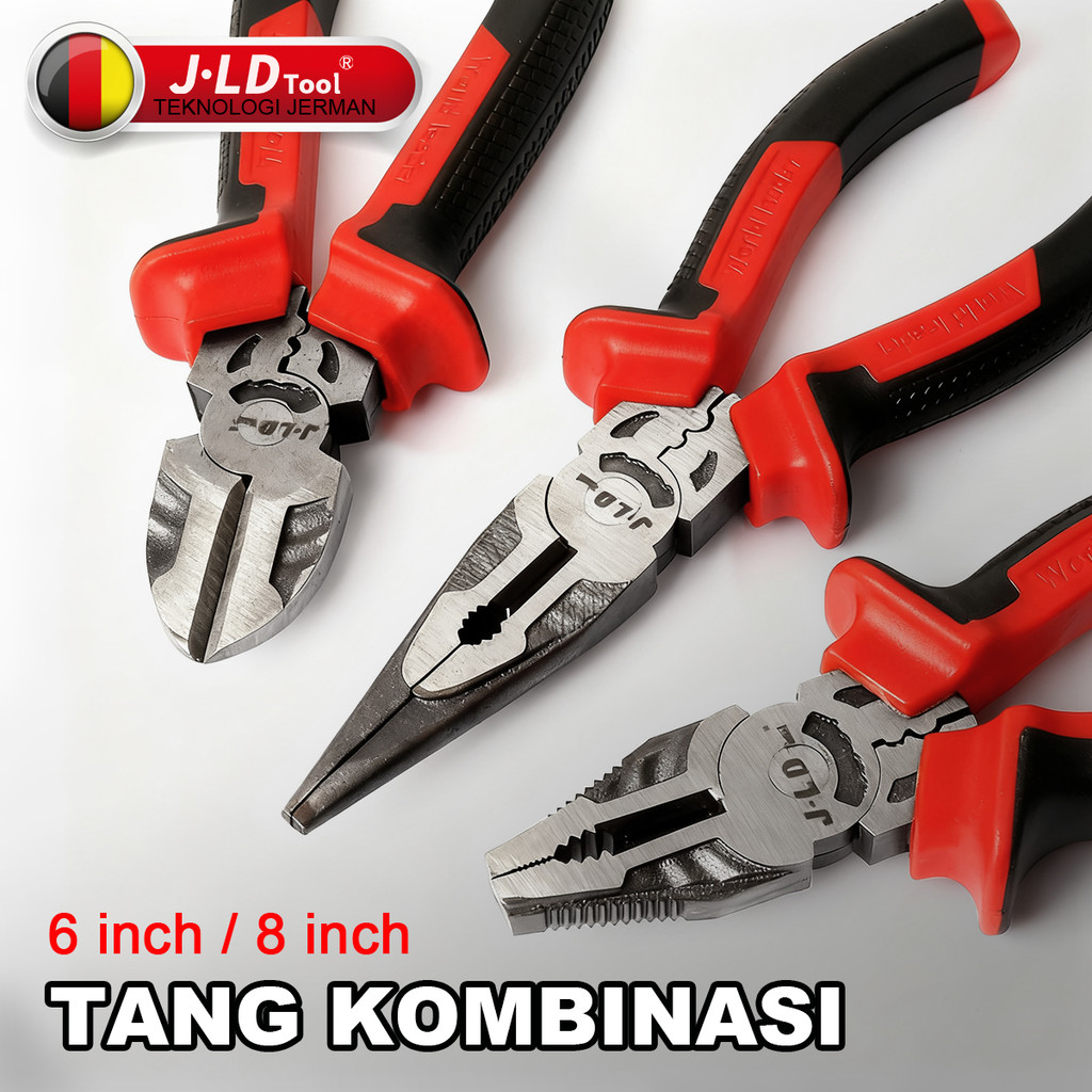 JLD 3pcs set Tang Tugas Berat 6inci/8inci Tang kawat/tang tajam/tang diagonal