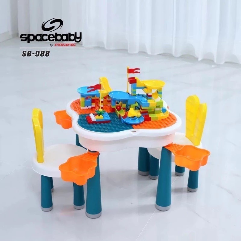 Space Baby Multifunctional Table 6 in 1 Set Meja Kursi Lego - Mainan Anak