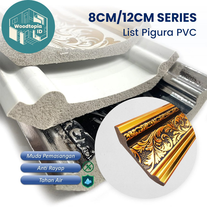 List Plafon Pvc 2 Meter List Wall Moulding PVC Premium Anti Rayap Dan Anti Air/Lis Pigura PVC