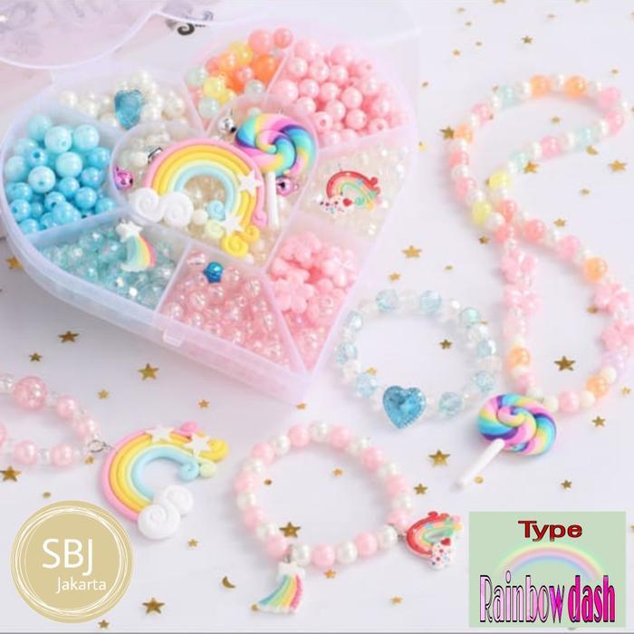 DIY mainan edukatif merangkai manik / mainan kreatifitas meronce manik - Rainbow dash