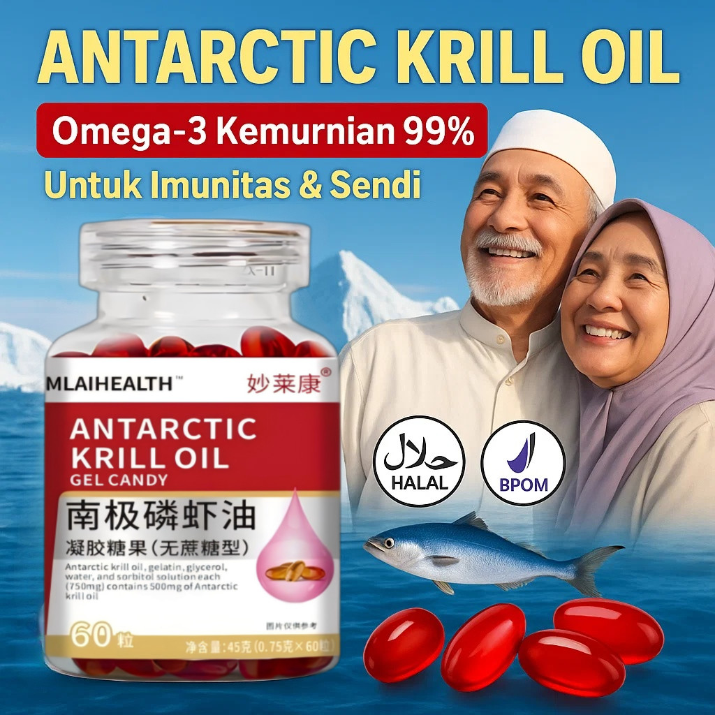 [Beli 1 Gratis 2] Permen Astaxanthin Minyak Krill Antartika/Permen Gel Minyak Krill Antartika Halal 