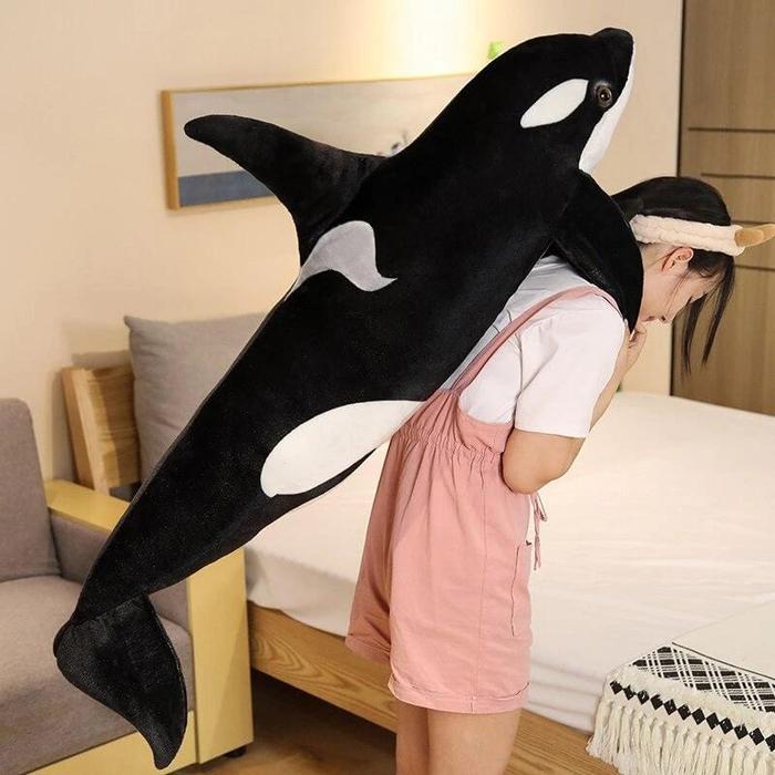 PROMO  Mainan Boneka Paus Orca Ukuran Jumbo Bahan Halus - Dolls, Toys Ikan Asli - 1 meter