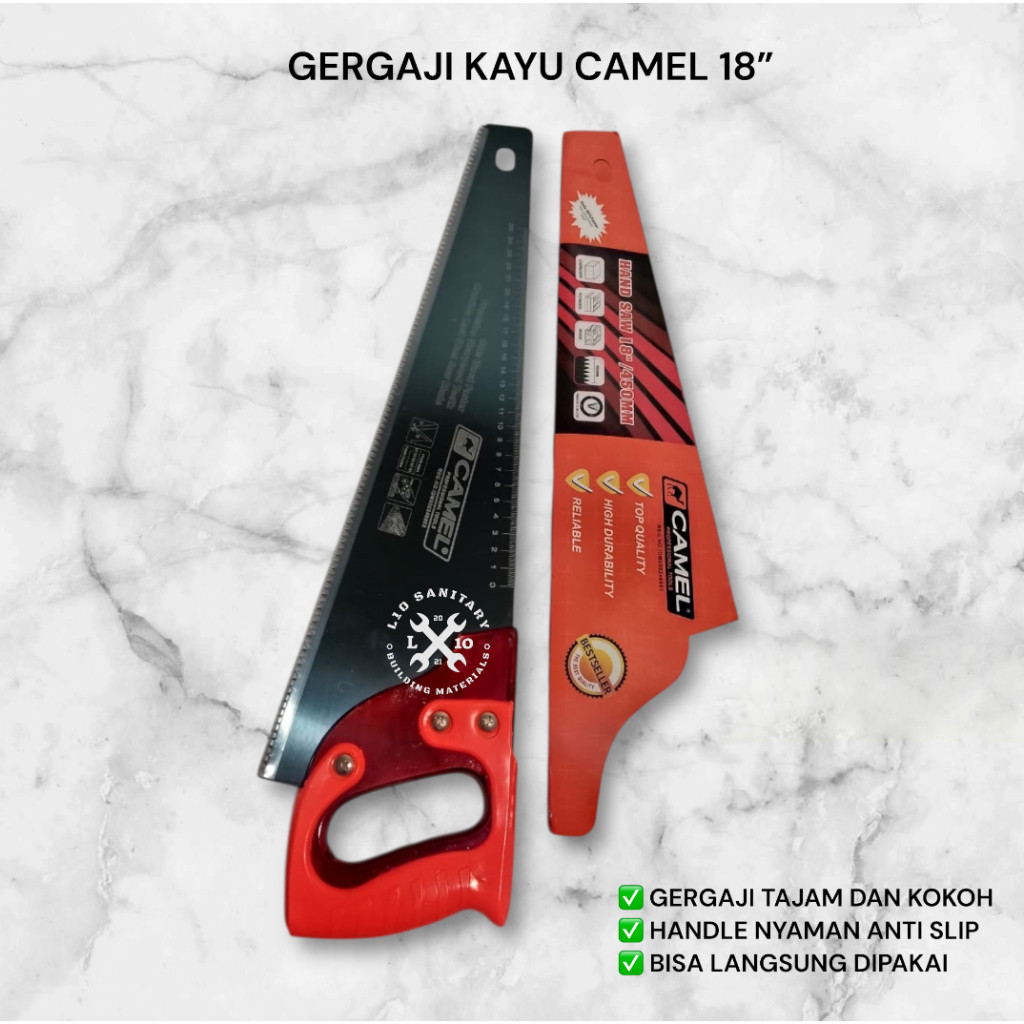 Gergaji Kayu Gagang Karet / Gergaji Kayu Camel 18” / Pemotong Kayu Tajam Camel