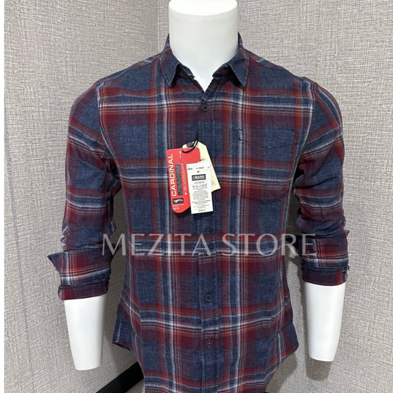 Kemeja Cardinal Lengan Panjang Slimfit Biru Merah