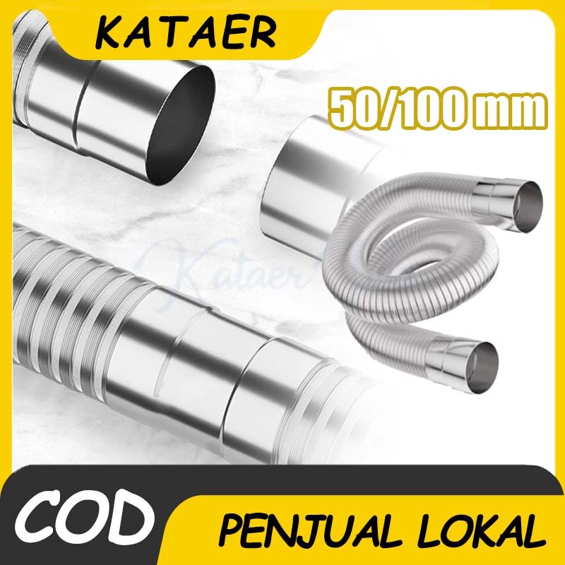 Pipa Exhaust Flexible Aluminium 2inch 4inch Selang Ducting Panjang 1.5 Meter untuk Cooker Hood dan V