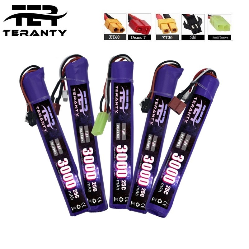 1/2/6PCS Toy Gun Battery7.4V 3000mAh Lipo Battery For RC Toys Mini Airsoft BB Gun Power Battery 2S D
