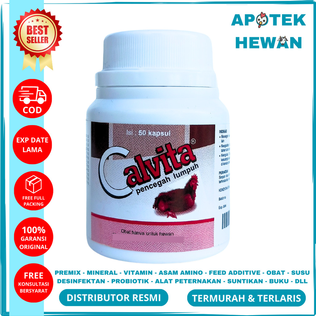 CALVITA 50 Kapsul | Obat Pencegah Lumpuh Ayam Burung Unggas Jago | Cegah Ayam Lumpuh | Obat Lumpuh A
