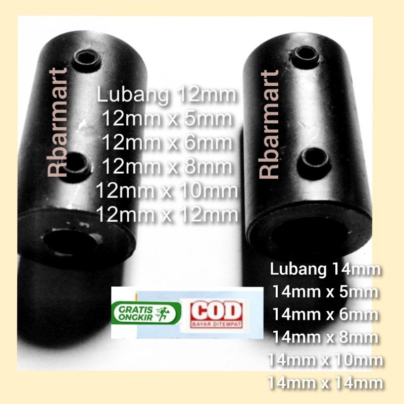 shok penyambung konektor as mesin dinamo lubang 12mm 14mm