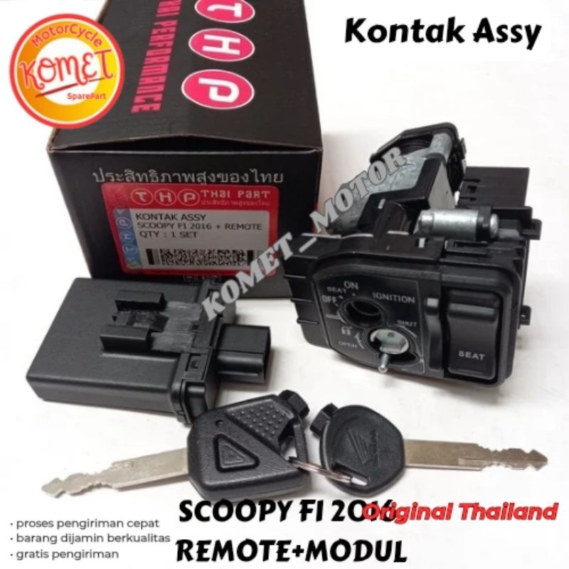 [KOMET] Kunci Kontak Set "Grade A" Remote + Modul Scoopy Fi 2016 - 2019 [Original Thailand]