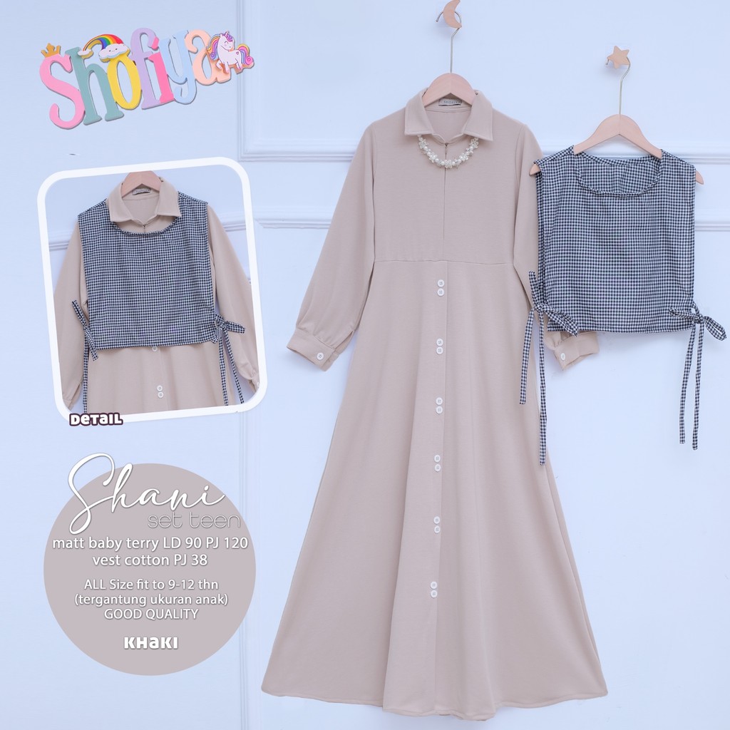 TEENARA SHANI TEEN SET DRESS REMAJA SET VEST MOTIF SET DRESS REMAJA VIRAL HITS LEBARAN2026