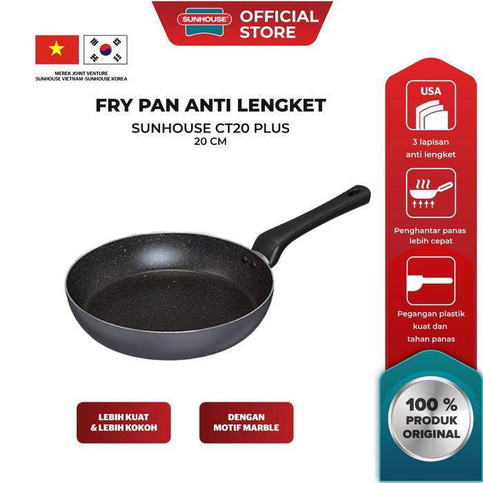 Sunhouse CT20 Plus Frypan Anti Lengket 20 cm 1 Pcs Aluminium Hitam Kitchenware Loyang - CT20 PLUS