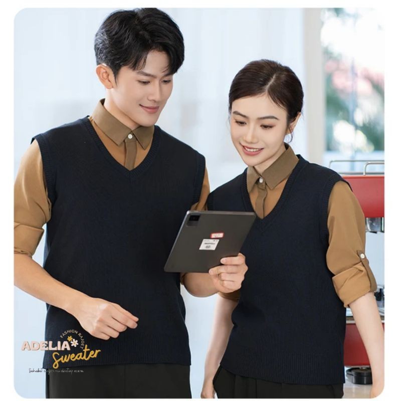 MFZS- Soft knit vest Sweater korean style Rompi rajut pria wanita pullover Atasan tanpa lengan Baju 