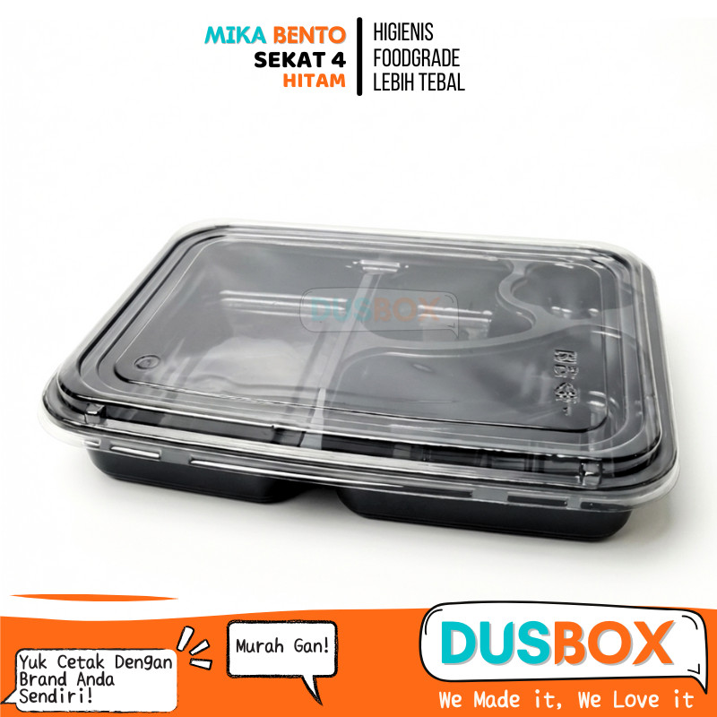 Mika bento sekat 4 / mika bento / kotak bento 4 sekat + tutup / mika bento sekat 4 isi 50