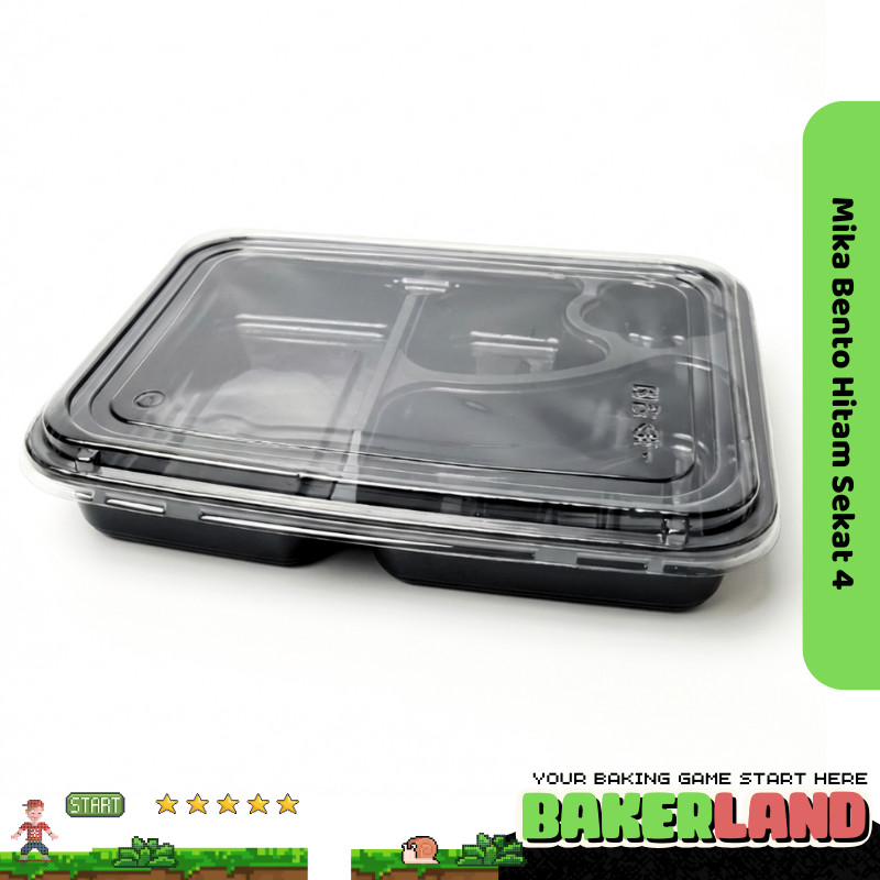 Mika bento sekat 4 / mika bento / kotak bento 4 sekat + tutup / mika bento sekat 4 isi 50