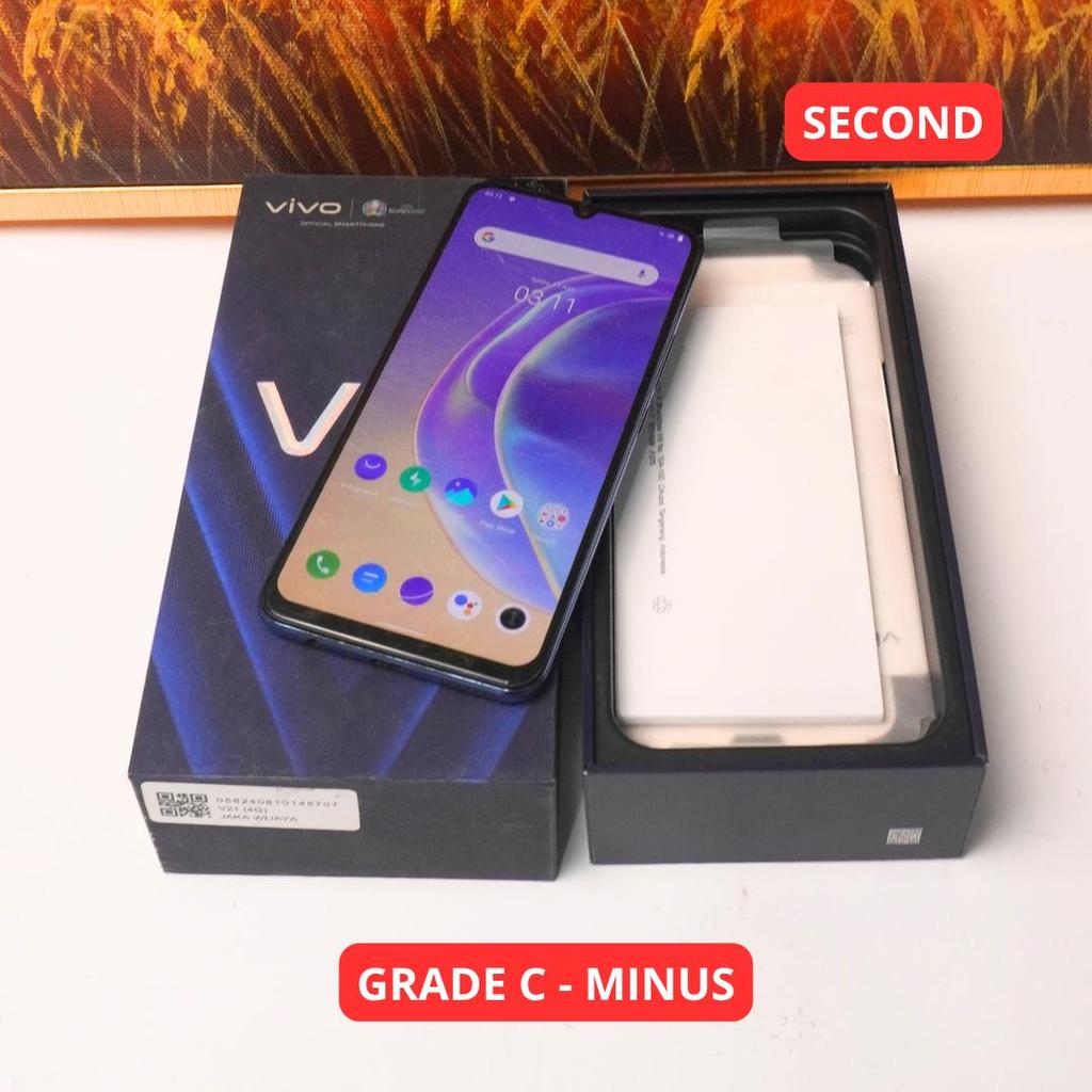 VIVO V21 8/256 GB (4G) GRADE C - MINUS HP SECOND ORIGINAL SINAR MUTIARA CELL