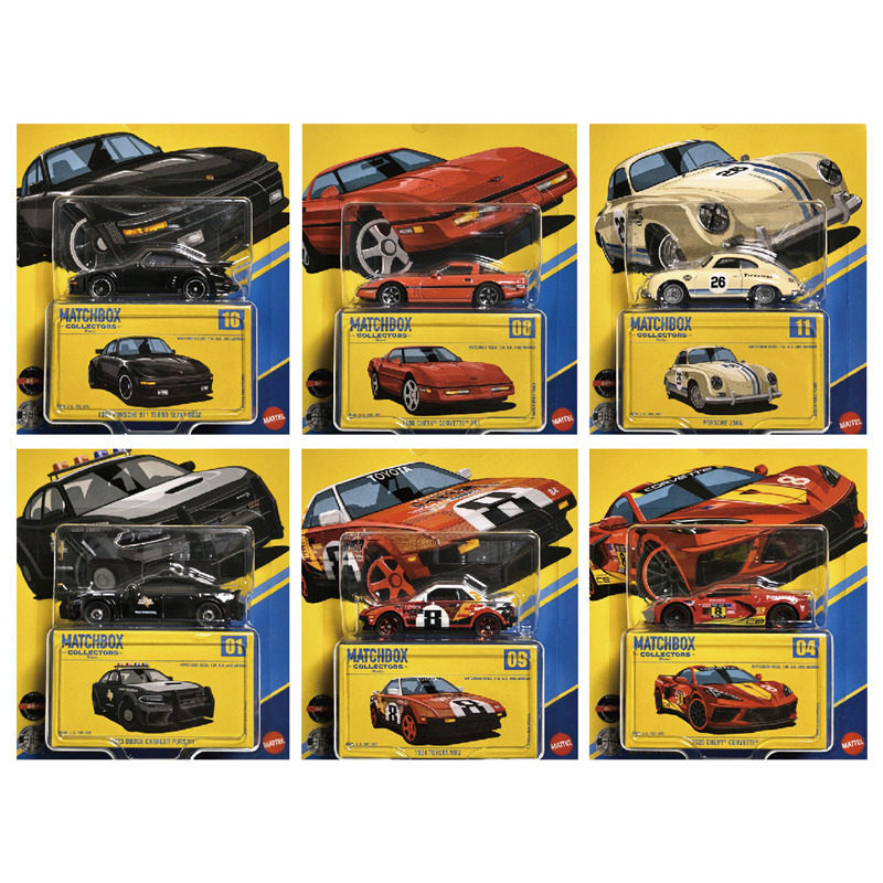 25F Original Matchbox Collectors Car 1/64 Dodge Charger Porsche 911 Turbo Slant Nose 356A Chevy Vehi