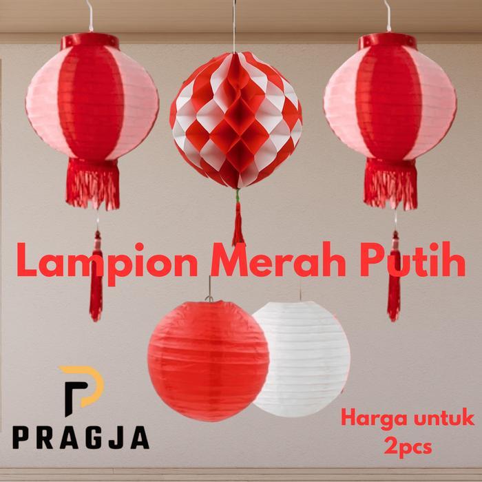 Promo Lampion merah putih Isi 2 HUT RI 17agustus lampion merah lampion kain lampion kertas - LAMPION