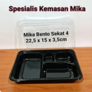 PROMO[ 50 SET ] Mika Bento Sekat 4 Polos HIPS dan PET / Tray Bento Sekat 4 Polos / Box BentoMURAHH