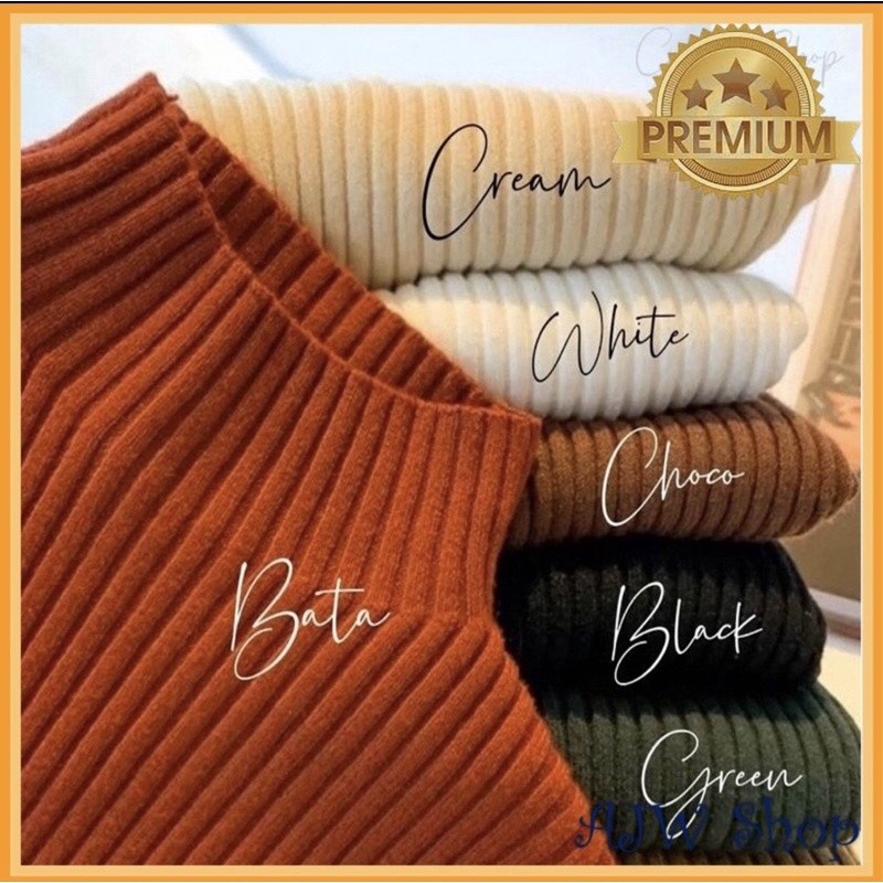 Inner Rajut Turtleneck Premium Lengan Panjang Import Inner Hijab Premium Impor Inner Rajut Aisha Hij