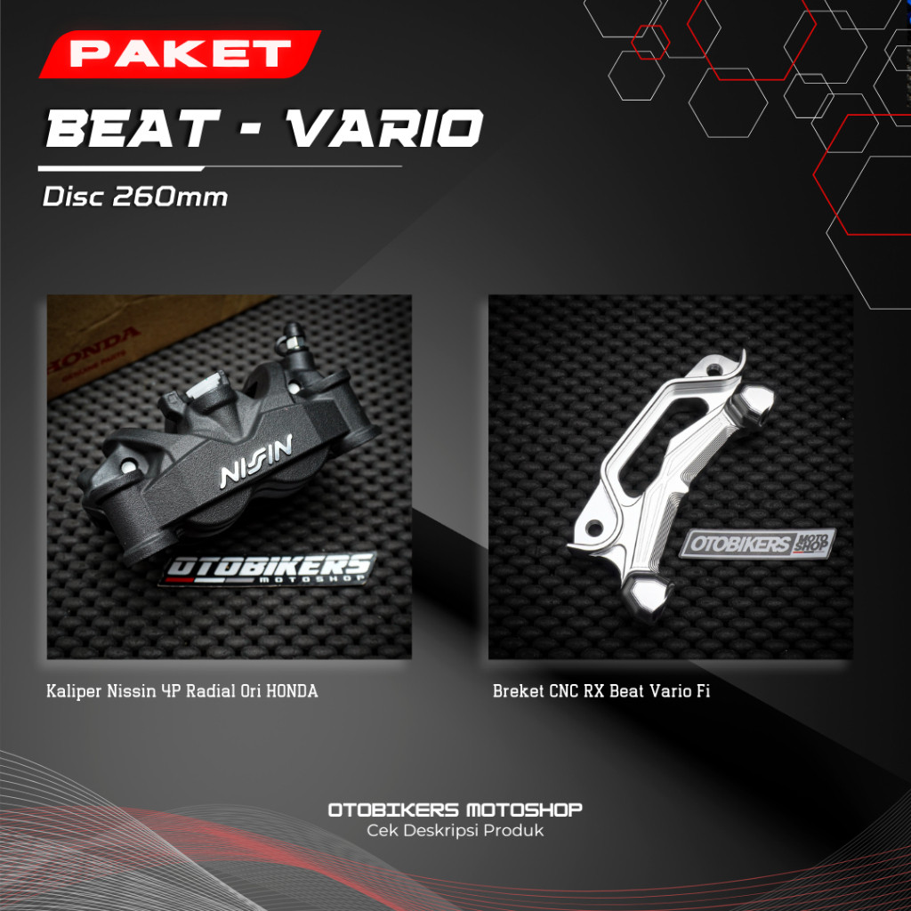 PAKET Kaliper Radial 4P Depan Beat Vario 125 150 fi 160 cbs 4 Piston NISSIN CB Exmotion Twin Africa
