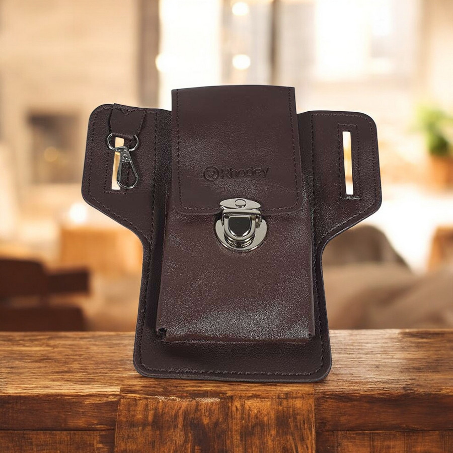 Tas Pinggang Sabuk Smartphone Holster PU Leather - Tas Pinggang HP Anti Air - Tas Pinggang Multifung