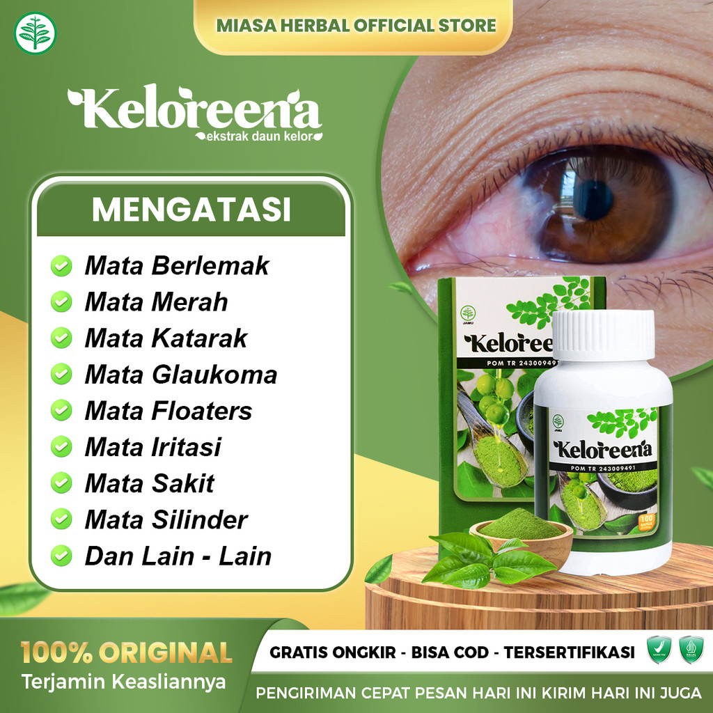 Keloreena Kapsul Daun Kelor Obat Mata Berlemak Merah Katarak Glukoma Floaters