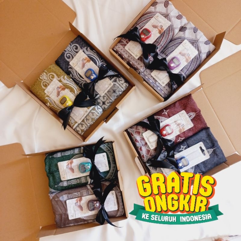 HAMPERS SAJADAH COUPLE TASBIH DIGITAL KADO WEDDING PASANGAN HADIAH IDUL FITRI KADO SAJADAH TASBIH/ C