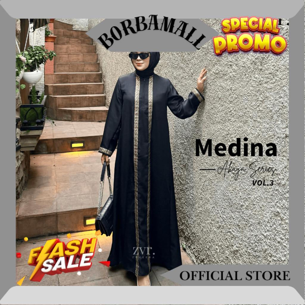 Zeveera Medina Abaya Vol 3 | Dress Gamis Syari Bordir Umroh Shakila Premium RV