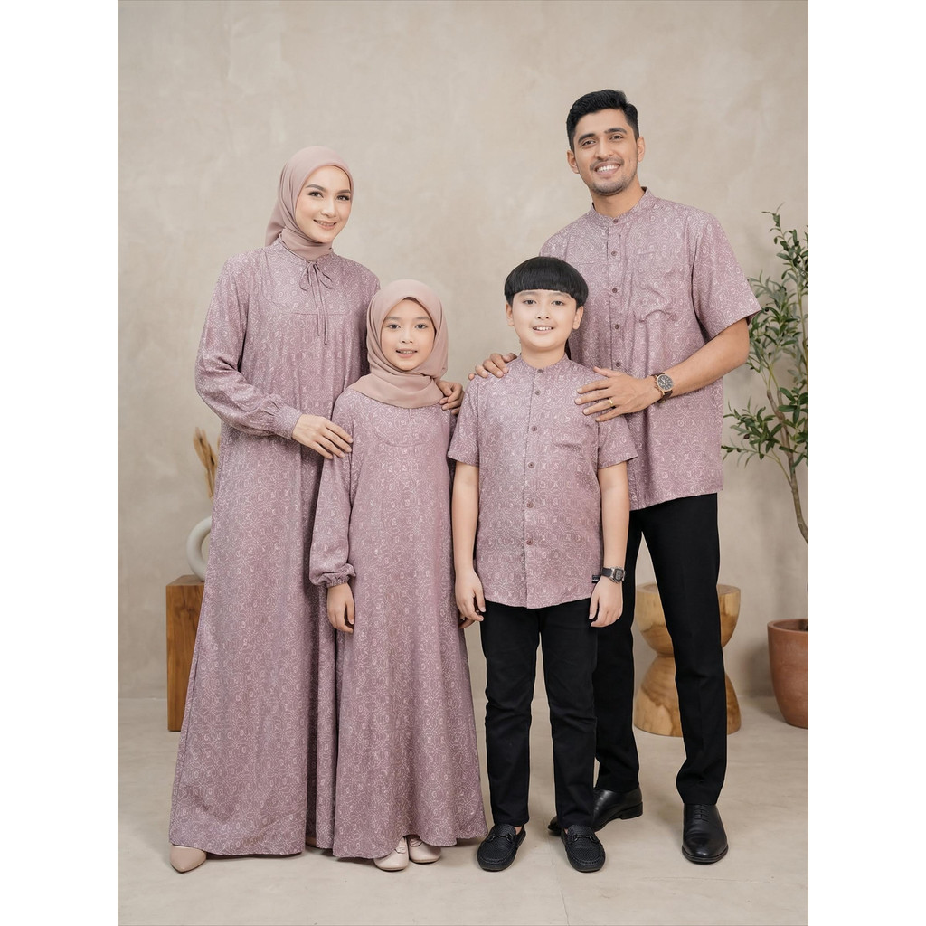 Sarimbit Baju Lebaran Couple Keluarga Set Family Muslim Baru Series Kamila Kaffi