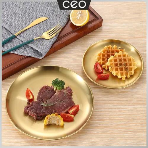 Piring Gold Korea Piring Makan Mewah Emas Stainless Steel - CEO - 23cm