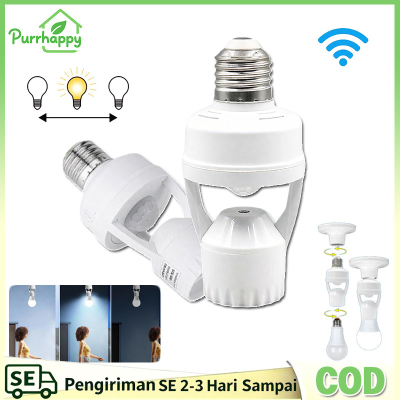 Purrhappy Fitting Lampu Bohlam Fitting Lampu Sensor Pergerakan Otomatis  Smart Fitting Sensor Gerak 