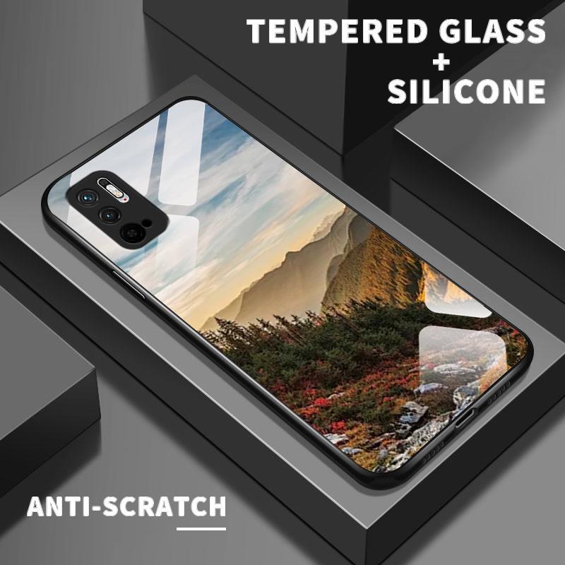 Case Xiaomi Redmi Note 10 4G 5G Lite Pro Max 10S 10T HD Tempered Glass Silicon Back Cantik Gunung Ha