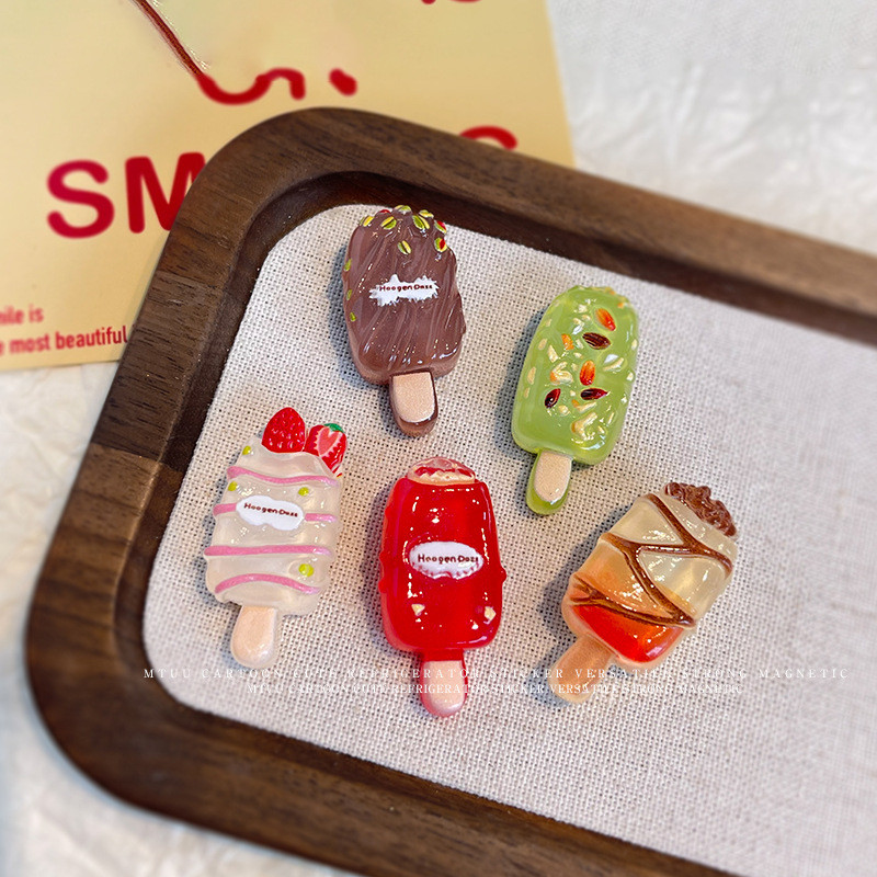 Mainan Es Krim Stroberi Magnet Kulkas Kartun Stiker Pesan Es Krim