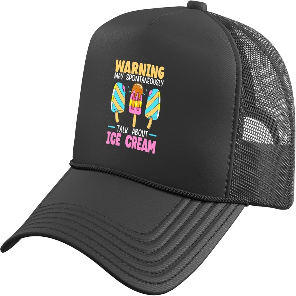 May Spontaneously Talk About Ice Cream Sundae Gelato Trucker Hat with Adjustable Mesh Back