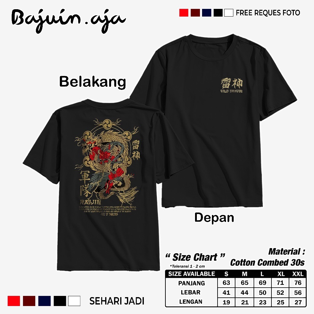 KAOS GOLDRAGON MOTIF NAGA HITAM - KAOS DISTRO PRIA KEREN TERBARU TERMURAH