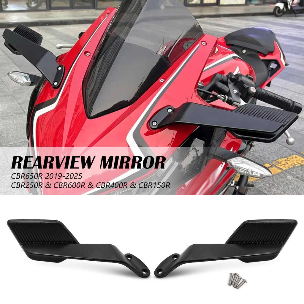 Kaca Spion Motor Stealth yang Dapat Disesuaikan dengan Sayap Angin Tetap untuk Honda 2019-2025 CBR65