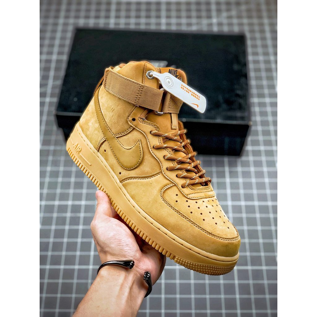 NK AF1 High Flax Wheat 19S  Sepatu Couple Premium