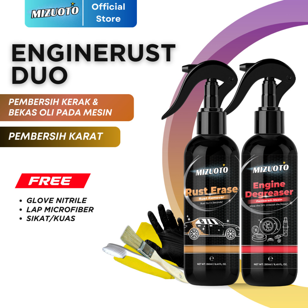 Paket EngineRust Duo Pembersih Mesin Anti Karat Engine Degreaser Pembersih Kerak Oli Karat Mesin 250