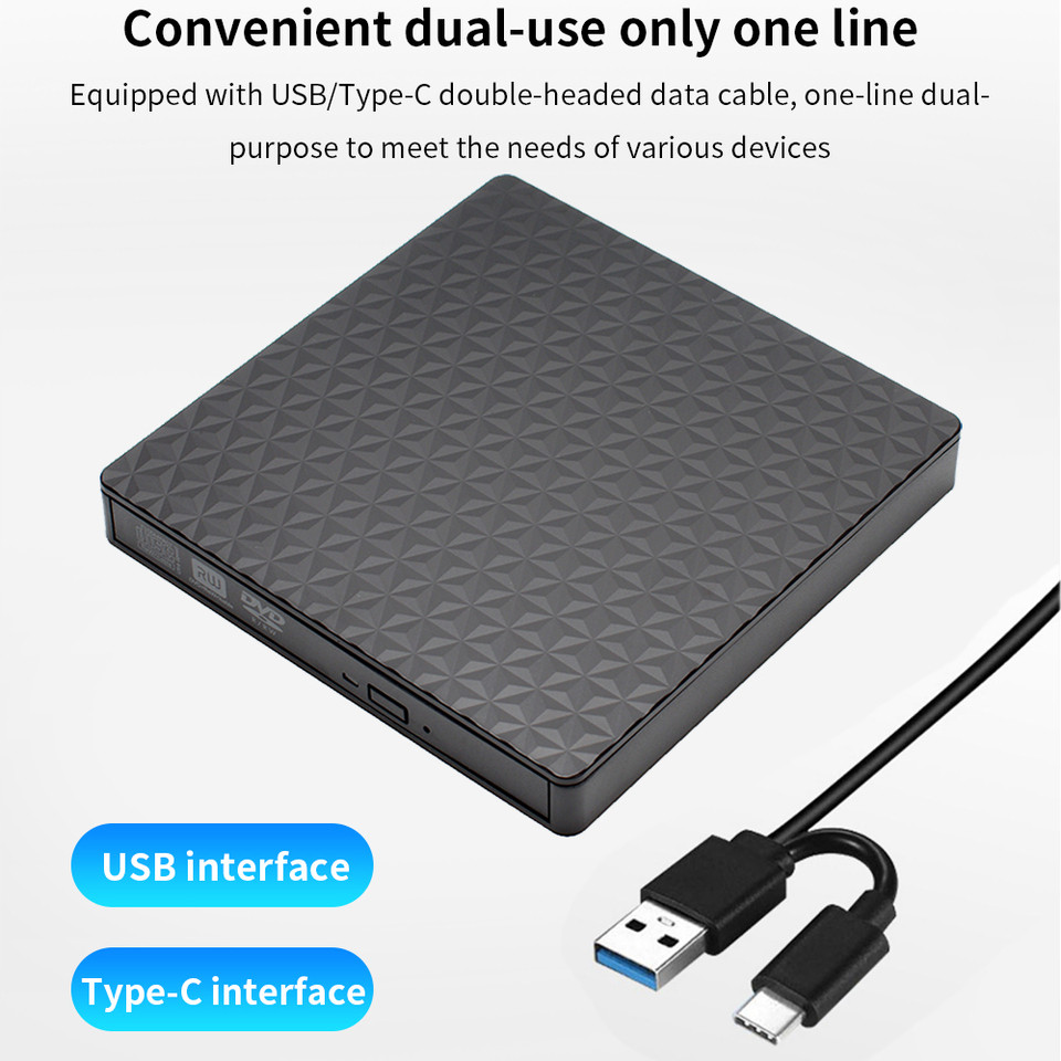 USB30+Type C DVDRW External Optical Drive CD ROM sk Reader DVD ROM External DVD CD Optical Drive For
